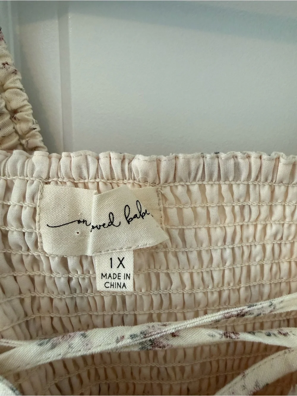One Loved Babe Light Cream Smocked Floral Maxi Dress 1X